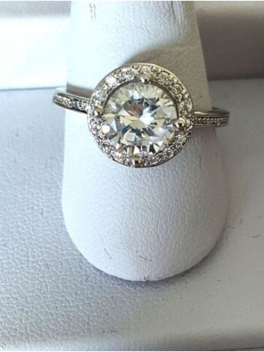 STERLING SILVER PLATED CZ Halo Engagement Ring Size 8